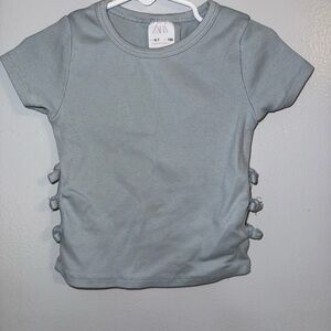 Zara Kids Ribbed Gray Short Sleeve Tee